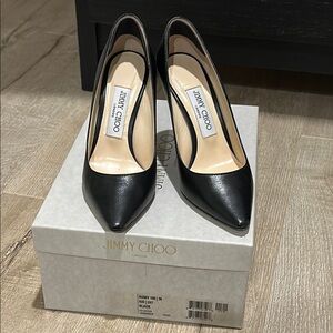 Jimmy Choo Black Heels Sleek Leather Pumps